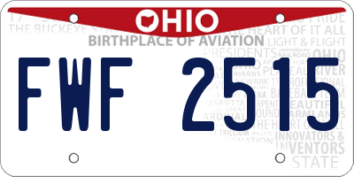 OH license plate FWF2515