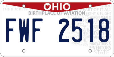 OH license plate FWF2518