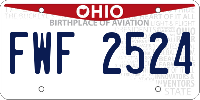 OH license plate FWF2524