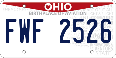 OH license plate FWF2526