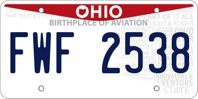 OH license plate FWF2538