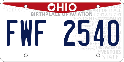 OH license plate FWF2540