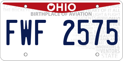 OH license plate FWF2575