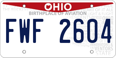 OH license plate FWF2604