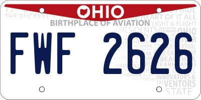 OH license plate FWF2626