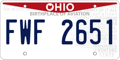 OH license plate FWF2651