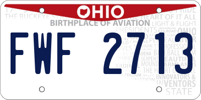 OH license plate FWF2713
