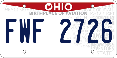 OH license plate FWF2726