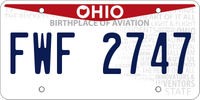 OH license plate FWF2747
