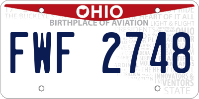 OH license plate FWF2748