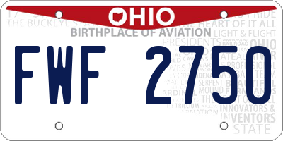 OH license plate FWF2750