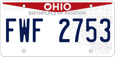 OH license plate FWF2753
