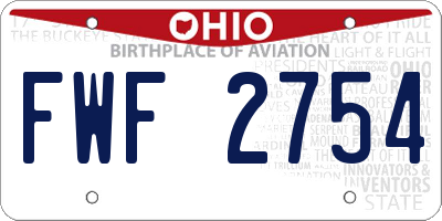 OH license plate FWF2754