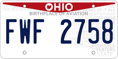 OH license plate FWF2758
