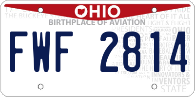OH license plate FWF2814