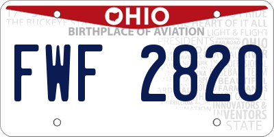 OH license plate FWF2820