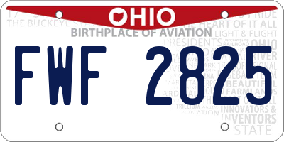 OH license plate FWF2825