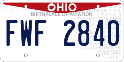 OH license plate FWF2840