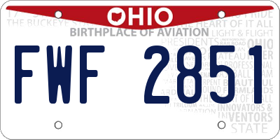 OH license plate FWF2851