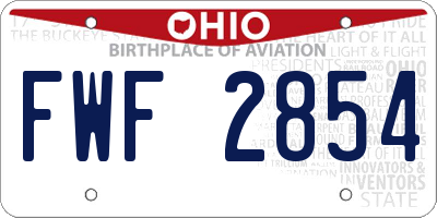 OH license plate FWF2854