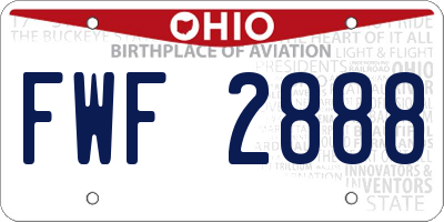 OH license plate FWF2888