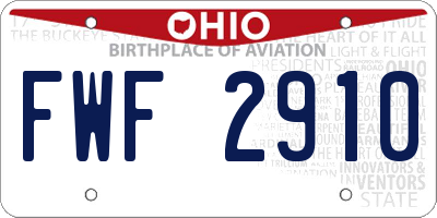 OH license plate FWF2910