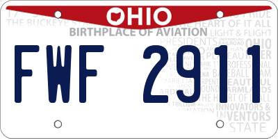 OH license plate FWF2911