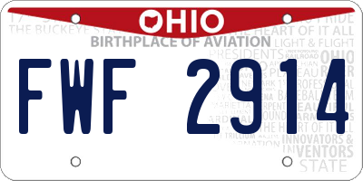 OH license plate FWF2914