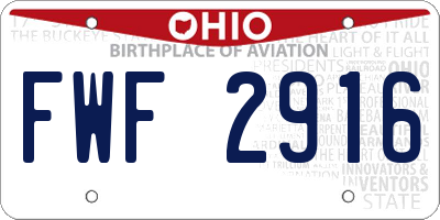 OH license plate FWF2916