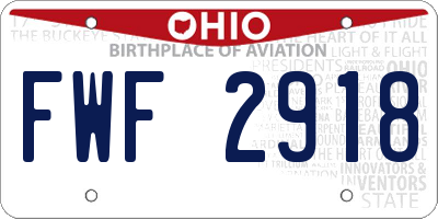 OH license plate FWF2918
