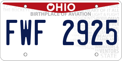 OH license plate FWF2925