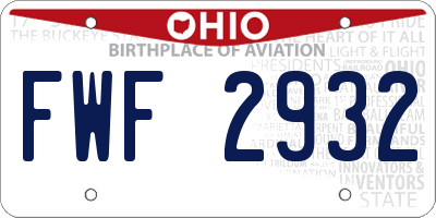 OH license plate FWF2932