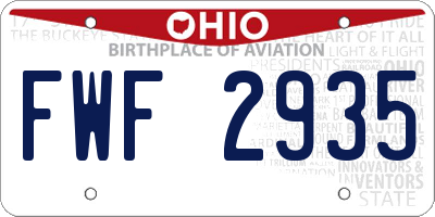 OH license plate FWF2935