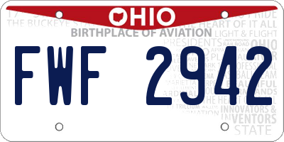 OH license plate FWF2942
