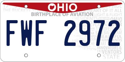 OH license plate FWF2972