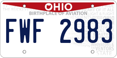OH license plate FWF2983