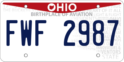 OH license plate FWF2987