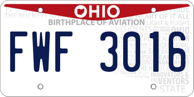 OH license plate FWF3016