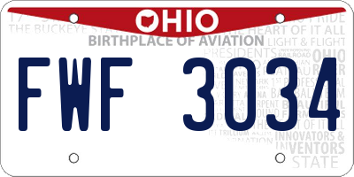 OH license plate FWF3034