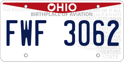 OH license plate FWF3062