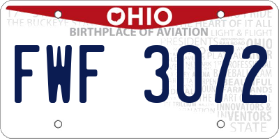 OH license plate FWF3072