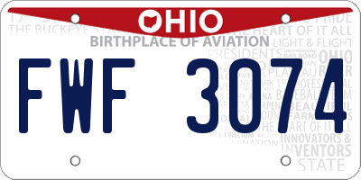 OH license plate FWF3074