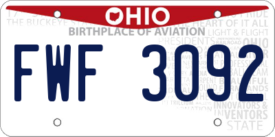 OH license plate FWF3092