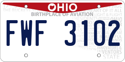 OH license plate FWF3102