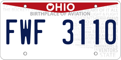 OH license plate FWF3110