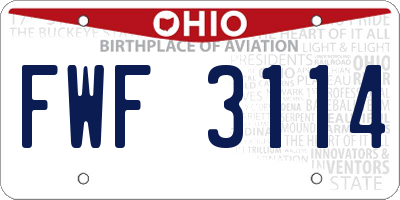 OH license plate FWF3114
