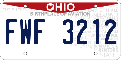 OH license plate FWF3212