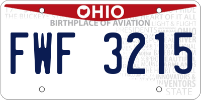 OH license plate FWF3215
