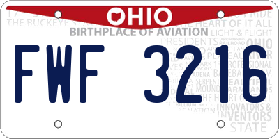 OH license plate FWF3216