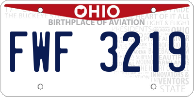 OH license plate FWF3219